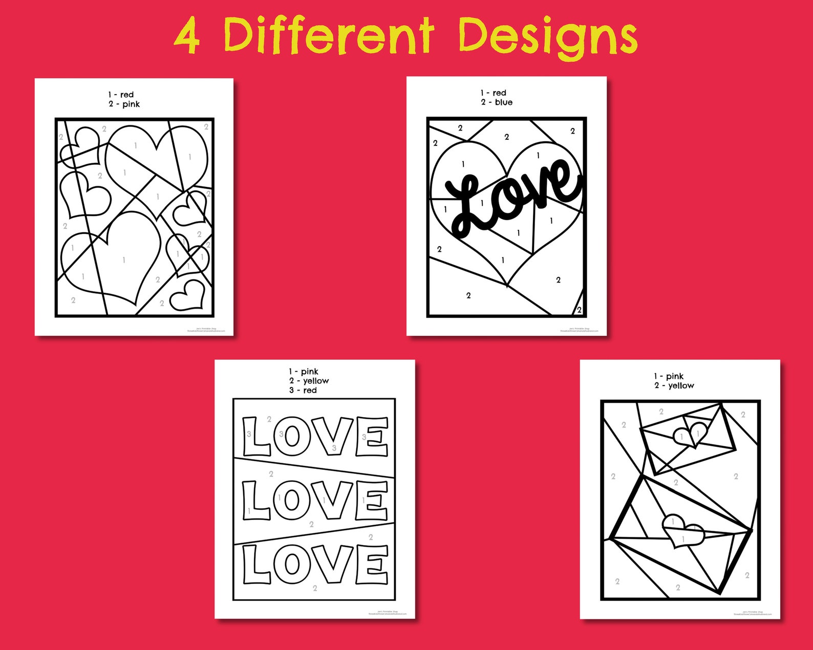 Printable Color by Number for Kids Heart Coloring Page Etsy