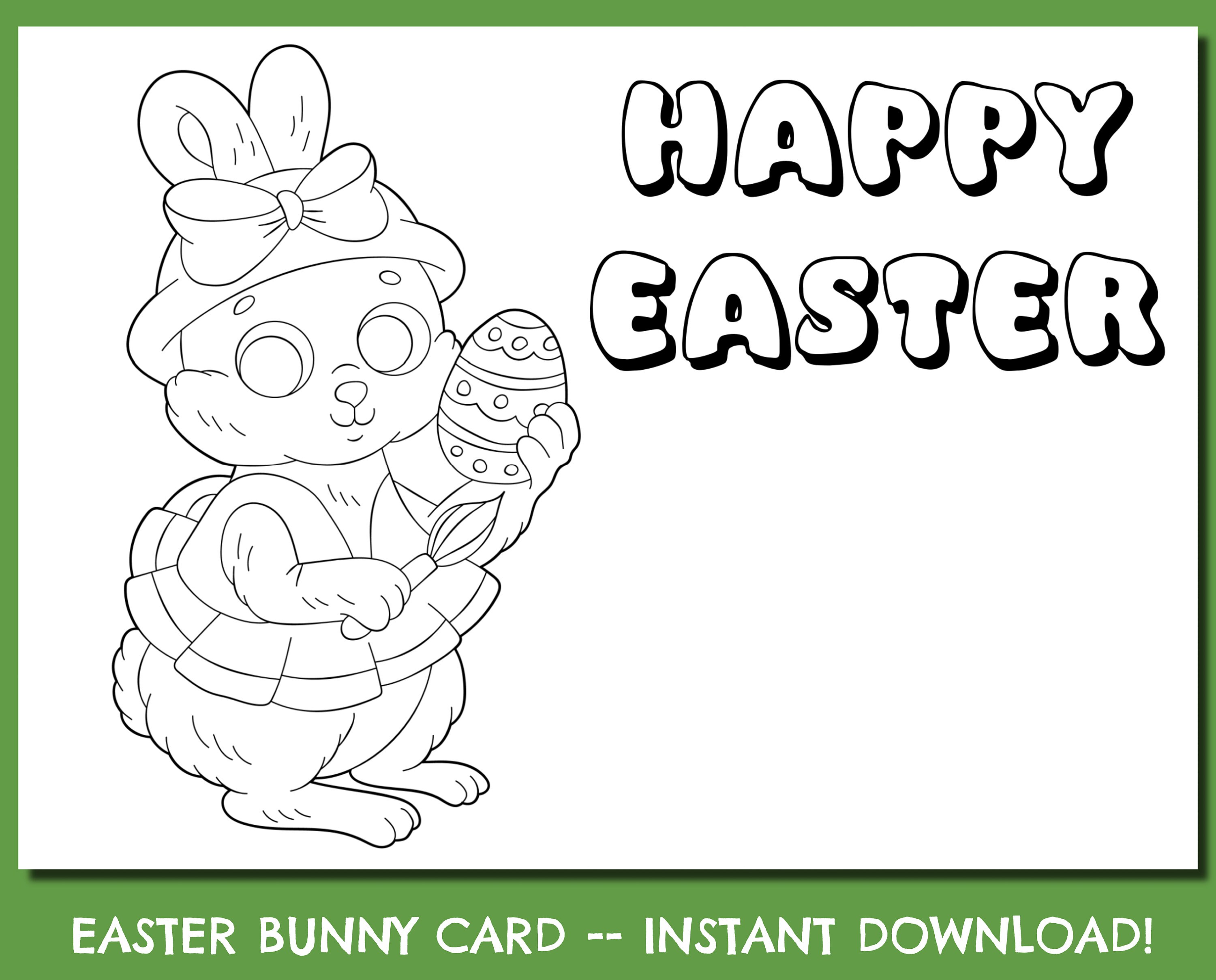 Happy Easter Card Easter Coloring Card Childrens Easter - Etsy