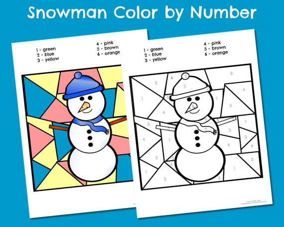 Printable Christmas Color By Number For Kids Winter Coloring Etsy