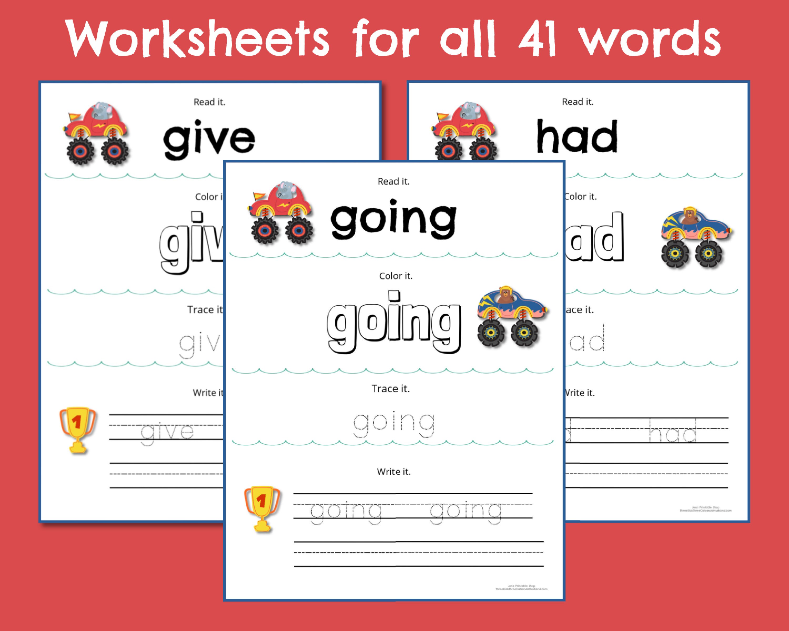 first grade sight word worksheets for kids handwriting etsy