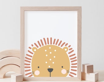 Carino Lion Nursery Print, Scandi Wall Art, Safari Nursery Print, Lion Nursery Art, Boys Bedroom Prints, Kids Wall Art, Nursery Prints Boy