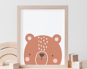 Baby Bear Print, Nursery Animal Decor, Nursery Wall Art, Baby Animal Prints for Nursery, Baby Animal Prints, Kids Bear Cub Wall Poster