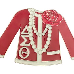 Delta Sigma Theta Brooch Womens Red Flower  Jacket Pin White Pearls Sorority Girls Top Jewelry College Probate Birthday Bridal HBCU Gift