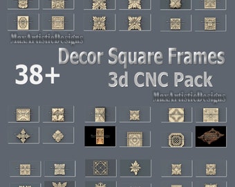 38+ 3D stl Square Frame Rosettes - CNC bas relief Models - Download