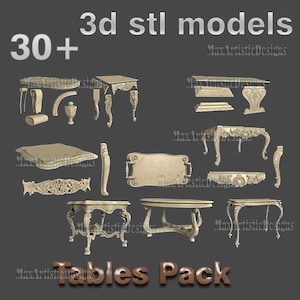30+ pcs 3d stl models lot of table sets for cnc router Easel artcam 3d printer - Download