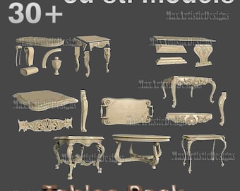 30+ pcs 3d stl models lot of table sets for cnc router Easel artcam 3d printer - Download