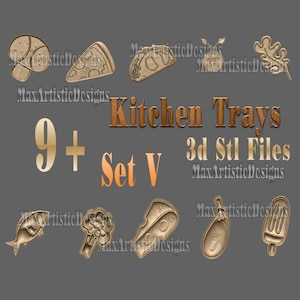 Juego de 10 bandejas para servir comida 3D STL V - Modelos para fresadora CNC e impresora 3D - Descargar