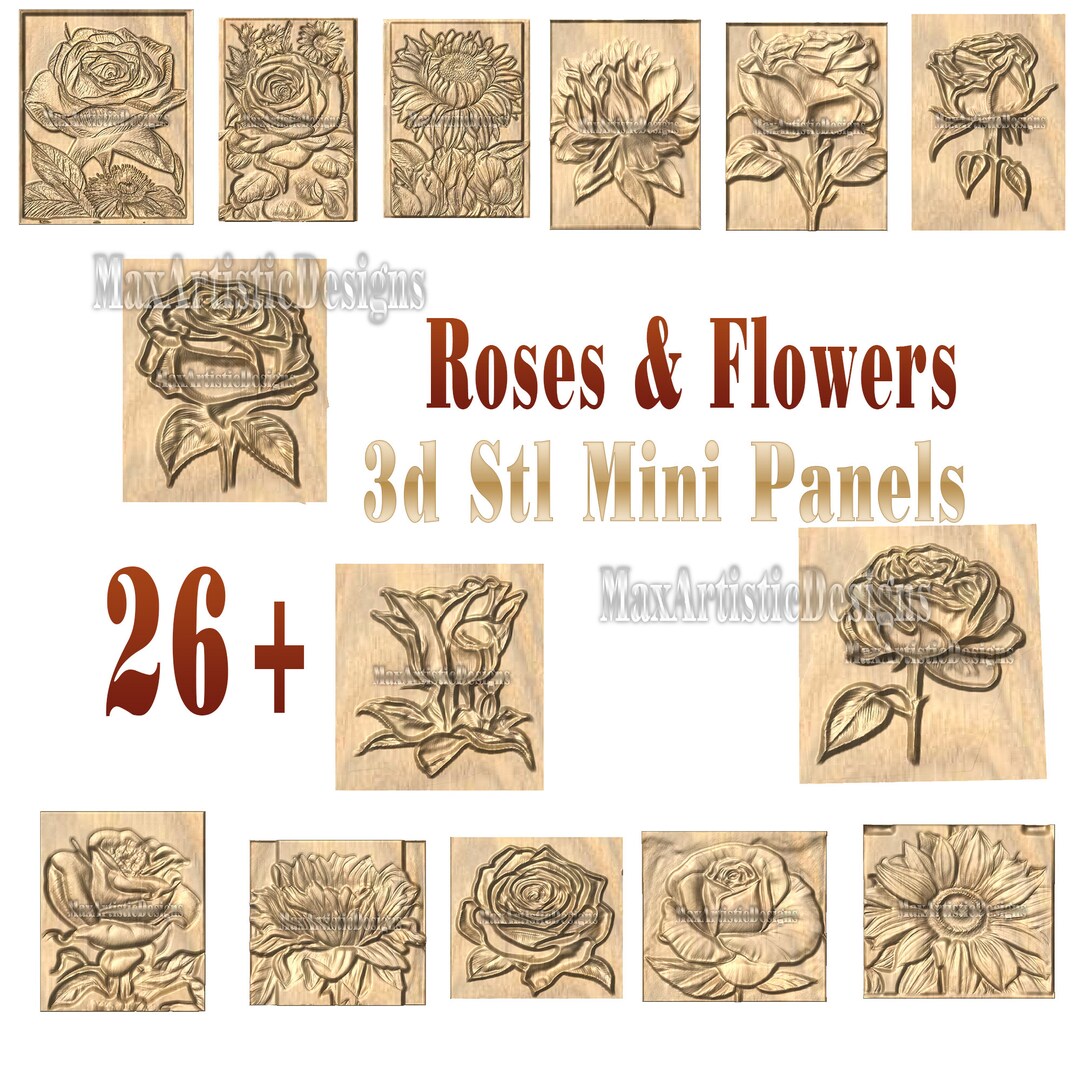 26+ 3d Stl Flowers and Roses Mini Panels Single Pieces for Cnc Router ...