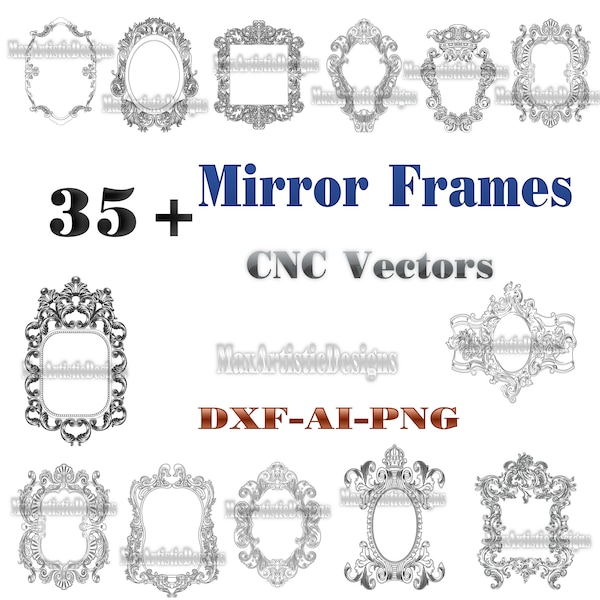 35+ Wooden Mirror Frame laser cut Vectors DXF for CNC Plasma laser/ Router/Water jet high quality - Download