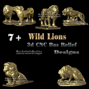 7+ 3D STL Lion Figures & Sculptures files  for CNC Carving, 3D Printing - Digital Download
