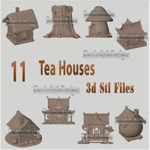 11 Tea House models for 3d printer machines decored house designs - Digital Download