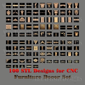 100 3d stl models decor set for cnc relief routers artcam Easel -Download