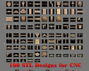 100 3d stl models decor set for cnc relief routers artcam Easel -Download