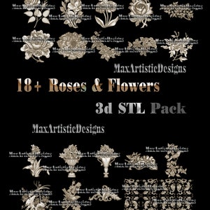 18+ stl Rosen und Blumen 3d Modelle für STL Relief CNC Fräser STL Format Art - digitaler Download