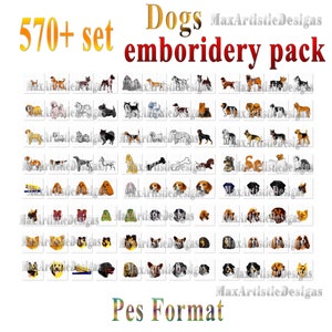 570+ Dogs embroidery designs Machine embroidery patterns kit in Pes Vip Vp3 format - digital download