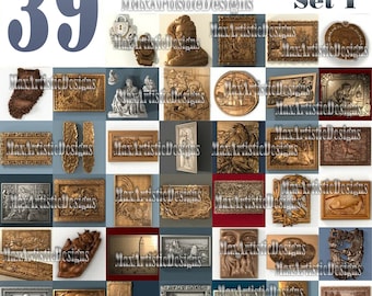 39 3D STL Bas Relief Models set I - CNC Carving Files - Download