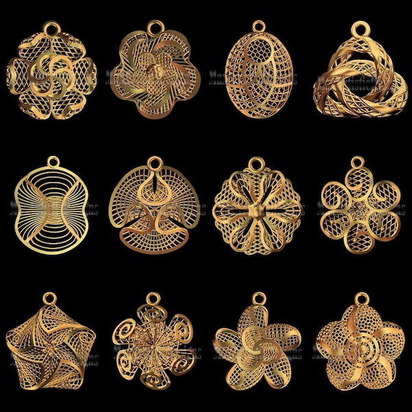 12 pieces 3d stl print jewelry turkish earrings models for cnc printer, artcam, vcarve cut3d -Download