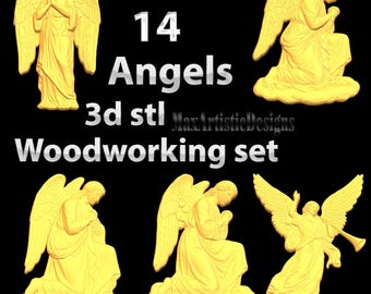 14 3d stl Angel engraving models for cnc router machines reliefs - Download