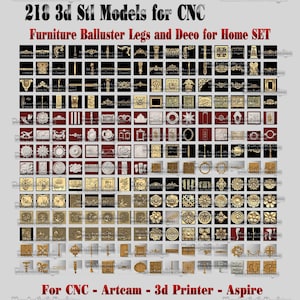 218 3d stl models furniture baluster legs home decor files for cnc router - Download