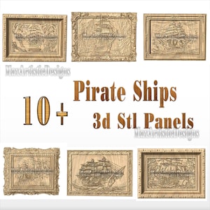 10+ 3D Piratenschiffe 3D Stl Panels in quadratischen Rahmen für Cnc Fräser Maschinen 3D Drucker - Download