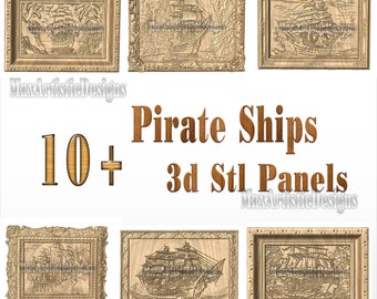 10+ Pirate Ship 3D STL Panels for CNC Carving Routers - Download