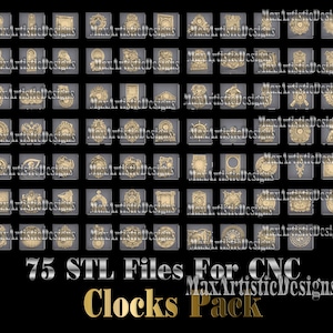 75 + 3d stl models clock collection for cnc woodworking machines walls bas relief -Download