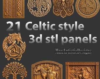 20+ Celtic Style 3D STL Panels Antikes Set für CNC-Fräsergravur - Download