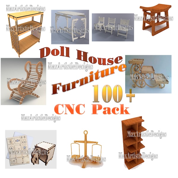 cnc doll house furniture vectors for plasma router laser cut in dxf-cdr files -Download