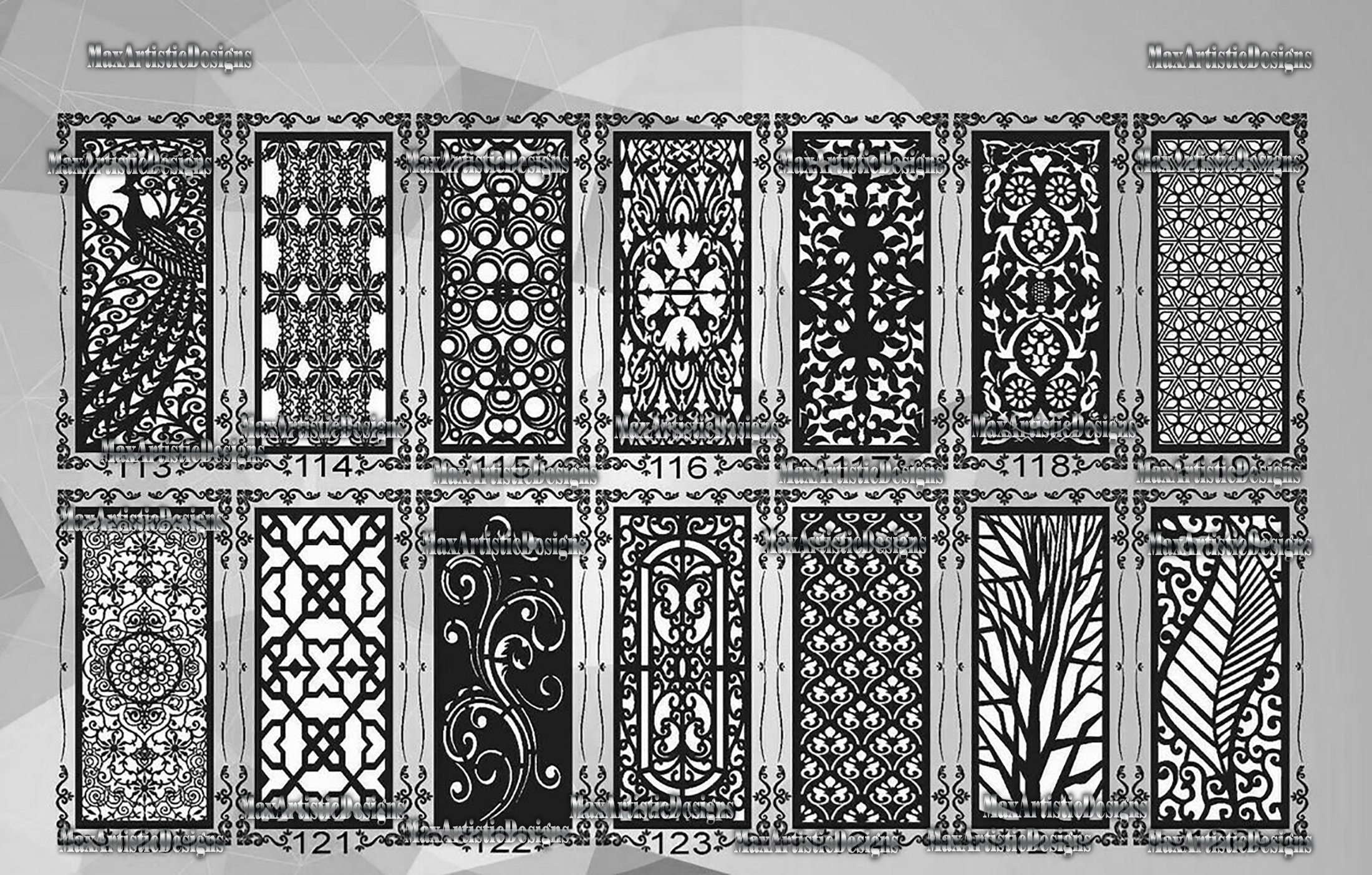Window Cnc Pattern 1700 + Pcs Dxf Panels Doors Windows Cnc Vectors Plasma Router Laser Cut ...