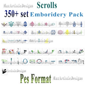 350+ scroll work designs embroidery patterns for embroidery machine - pes format - Digital Download