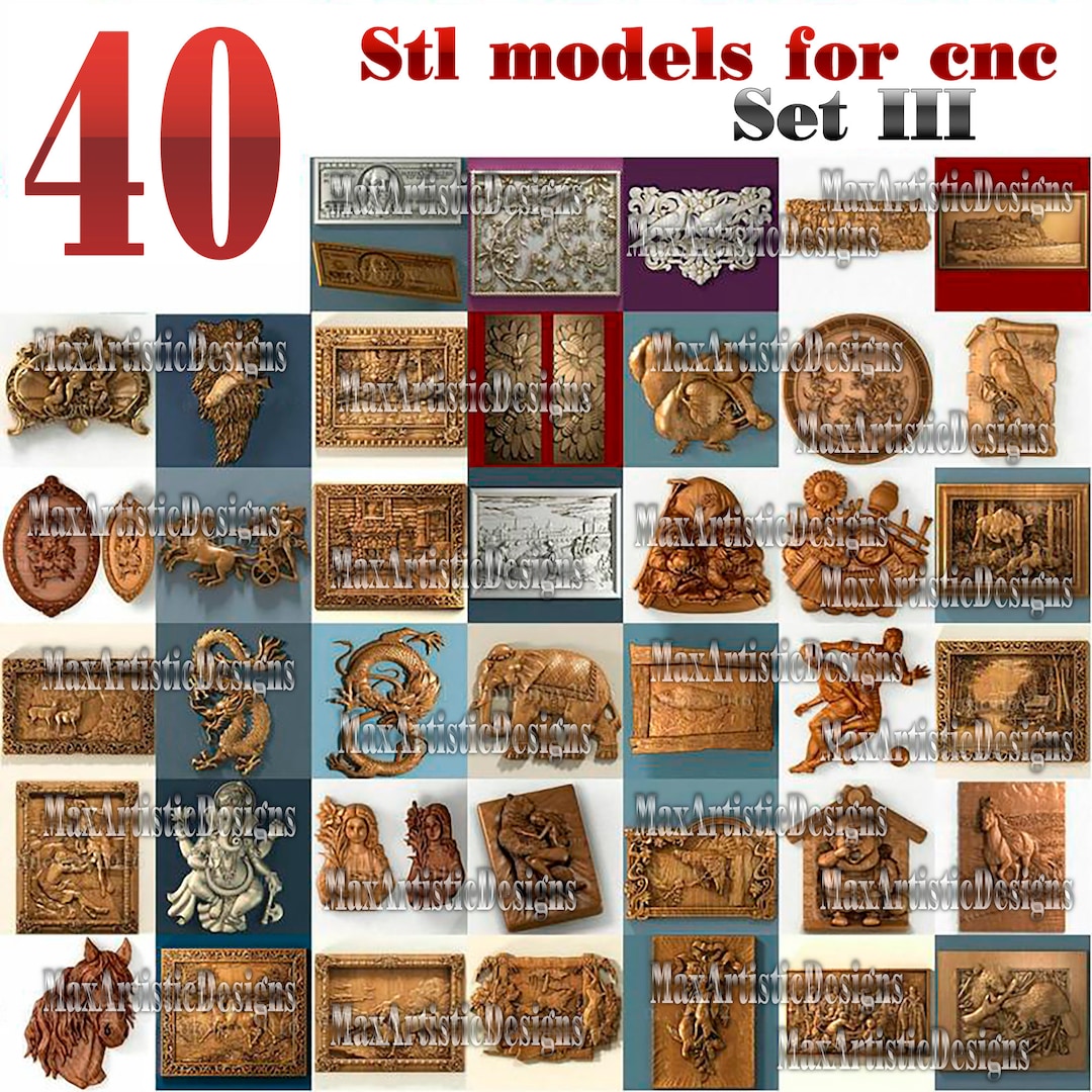 39 3d Stl Bas Relief Panels Set III Engraving Files for Cnc Router ...