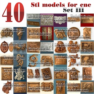 39 set 3d stl models SEt III bas reliefs engraving files for Cnc Carving Router - Download