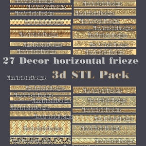 27 3D STL Model Decor horizontal frieze 3d model bas relief for carving engraving models