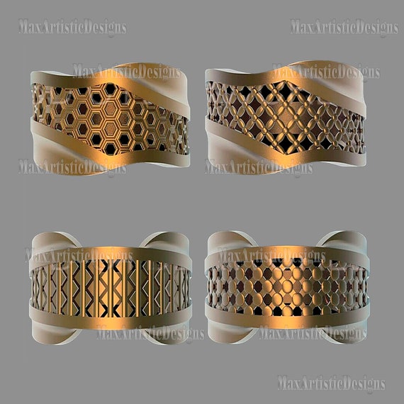 Indian Madrasi Style Plain Wide Gold Bangle 3D Model - 3D Jewelry