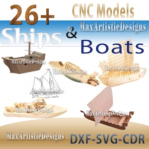 27+ laser cut ships and boats pack vector dxf cdr cnc 3d files pantograph cnc router -Download