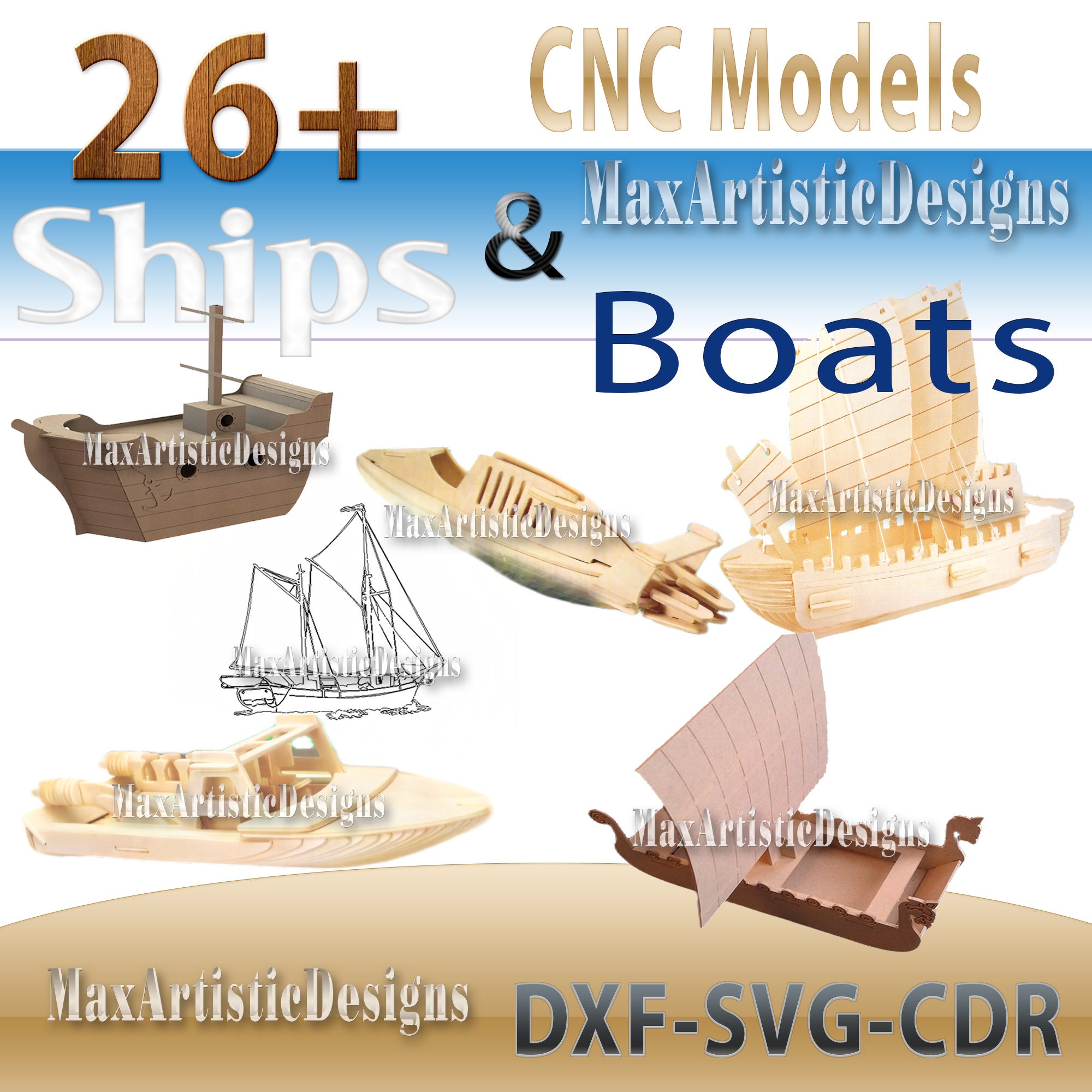 Wooden Viking Ship Model 