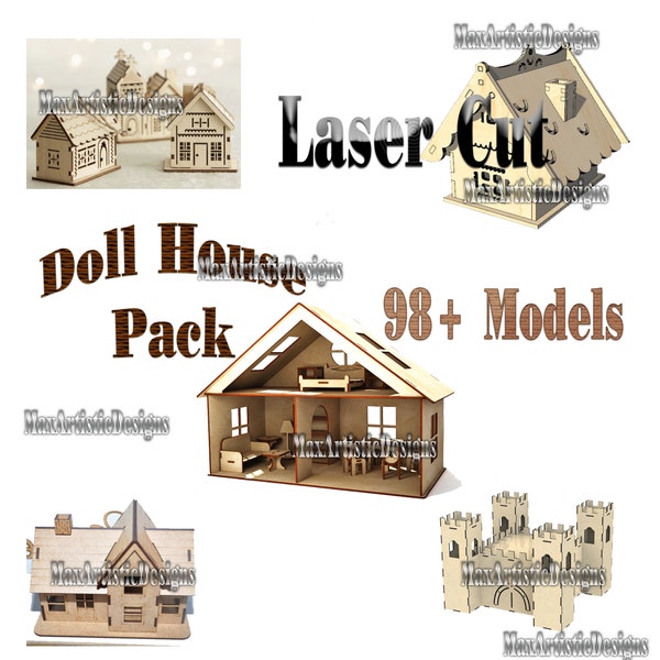 98+ doll house laser cut vector dxf cdr formats for cnc plasma cutter- 3d puzzle plan build make wood kit -Download