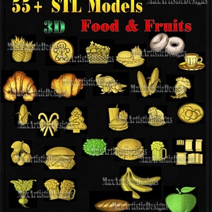 50+ 3d stl food vegetables fruits bas relief 3d models for cnc router machines -Download