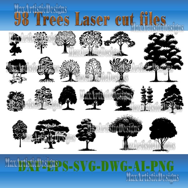 95+ Forest Jungle Trees Cnc models laser cut files svg dxf png eps Artistic trees - Digital Download