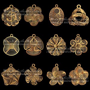 12 pieces 3d stl print jewelry turkish earrings models for cnc 3d printer machines -Download