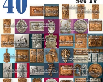 39 pcs 3d stl models SET IV basrelief metal work for Cnc routers - Download