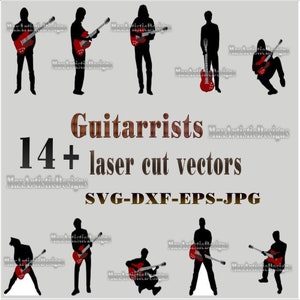 14+ guitarrists cnc laser cut vectors svg dxf eps for plasma router laser cut - Download