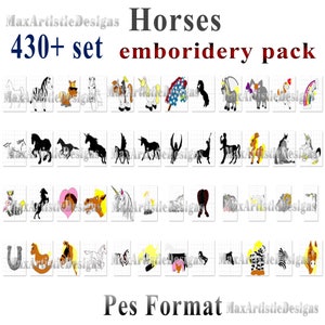 430+ Horses embroidery design patterns pes Jef jpg format - digital download