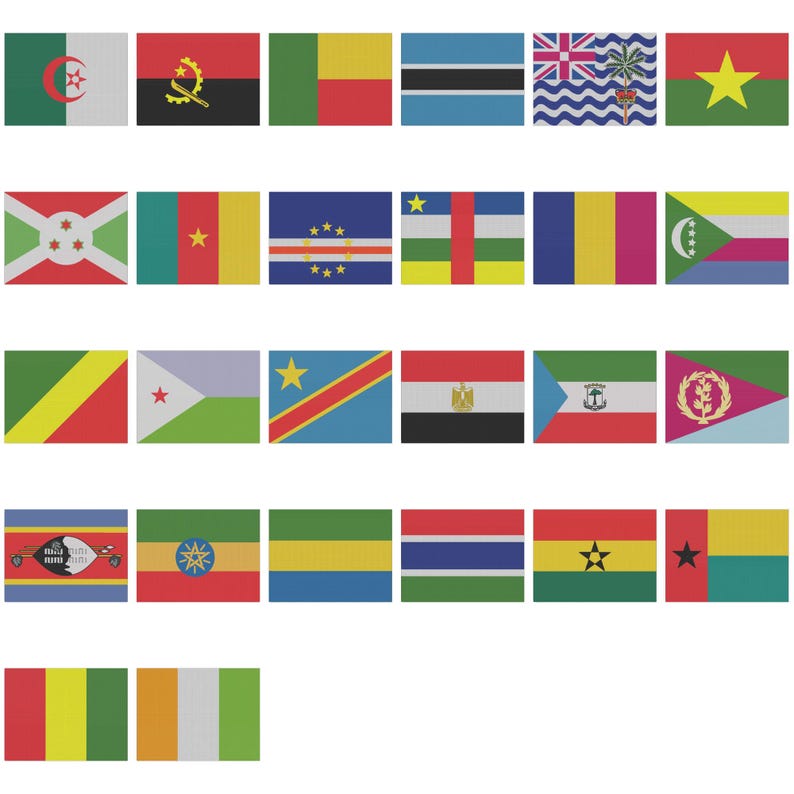 231 World Country Flags Embroidery Designs Pack | Countries PES DST EXP ...