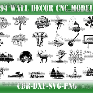 190+ Decorative Wall Art CNC Vectors Pack DXF-CDR Plasma Laser cut - Download
