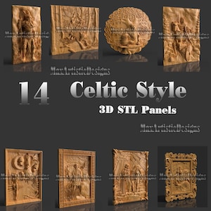 13+ celtic ancient style 3d stl panels for cnc router engraving woodcarving bas relief - Digital Download