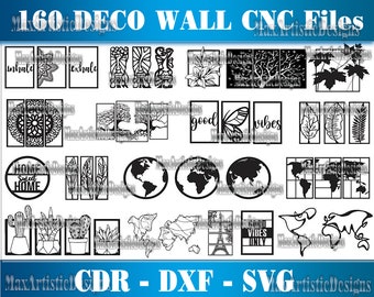 150+ pack decoratie voor muur dxf-cdr voor plasma lasergesneden - cnc vector -Download