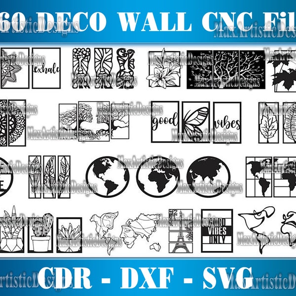 150+ pack decoration for wall dxf-cdr for plasma laser cut - cnc vector -Download