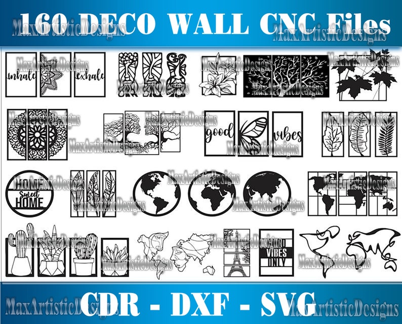 150+ pack decoration for wall dxf-cdr for plasma laser cut - cnc vector