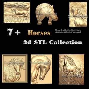 7+ Horses 3d stl collection cnc bas relief models for engraving-carving  - Download